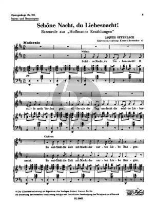 Offewnbach  Barcarolle aus Hofmanns Erzahlungen fur Sopran und Mezzo-Soprano (D-dur) und Klavier (Deutsch)