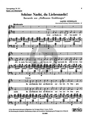 Barcarolle aus Hofmanns Erzahlungen fur Sopran und Mezzo-Soprano (D-dur) und Klavier