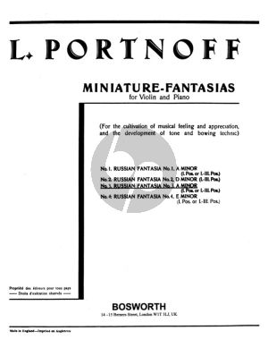Portnoff Russian Fantasia No.3 A-minor Violin and Piano (1st or 1st- 3rd Position)