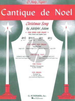 Adam Cantique de Noel (O Holy Night) (High Voice (Eb) -Piano) (French-English) (Edited Carl Deis)