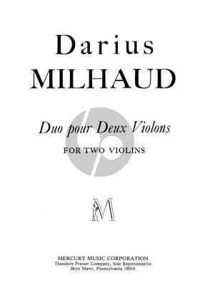 Milhaud Duo Op.258 for 2 Violins