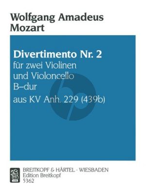 Mozart Divertimento No.2 B-flat major KV Anh.229 2 Vi.-Vc.