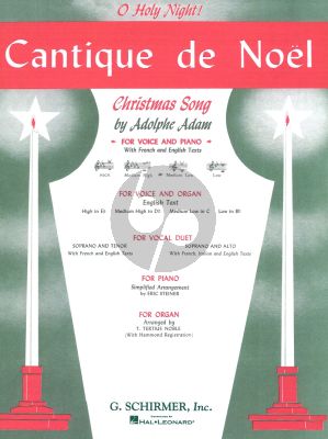 Adam Cantique de Noel (Medium-Low Voice (C)-Piano) (French-English) (Edited Carl Deis)