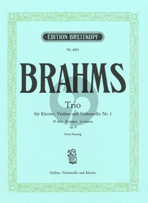 Brahms Trio H-dur Op.8 (Erste Fassung) Urtest Edition Violine, Violoncello und Klavier (Herausgegeben von Hans Gal)