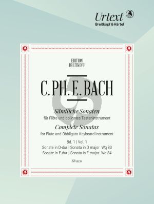 Bach Sonatas Vol.1 WQ.83 [H.505] and WQ 84 Flute with obl.Cembalo (edited by Ulrich Leisinger)