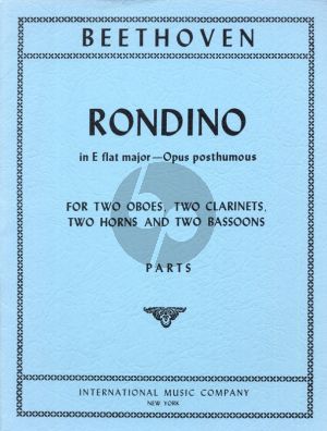 Beethoven Rondino E-flat Major WoO 25 for 8 Windinstruments Set of Parts (2 Oboes, 2 Clarinets, 2 Horns in Eb and 2 Bassoons)