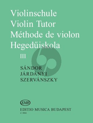 Sandor Szervansky Jardanyi Violin Method Violinschule - Violin Tutor Vol.3 (Hungarian, English, German, French