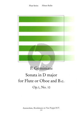Geminiani Sonata D-major Op.1 No.10 Flute[Oboe]-Bc (Score/Parts) (edited by Thiemo Wind)