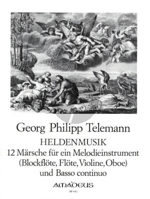 Telemann Heldenmusik -12 Märschen fur Flote [Oboe/Blockflote/Violine] und Bc (Herausgeber Willy Hess)