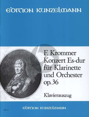 Krommer Konzert Es-dur Op.36 Klarinette und Orchester Klavierauszug (Melinda Berlász)
