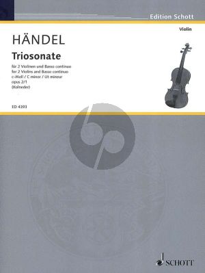 Handel Triosonate c-Moll Op.2 No.1 HWV 386b 2 Violinen[Flote.Violine] und Bc (herausgegeben von Walter Kolneder)