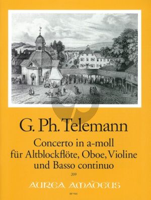 Telemann Concerto a-minor TWV 43:a3 Treblerecorder [Flute]-Oboe-Violin-Piano [Bc] (Score/Parts) (Pauler/Kostujak)