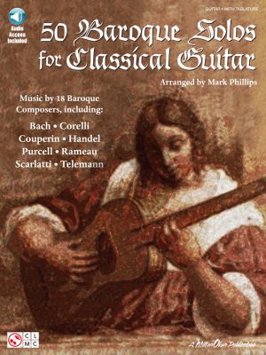 Album 50 Baroque Solos for Classical Guitar with TAB Book with Audio Online (Music by 18 Baroque Composers) (arranged by Mark Phillips)