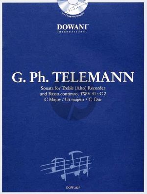 Telemann Sonate TWV 41: C2 in C Major Treble Recorder-Bc (Bk-Cd) (Dowani Play-Along)