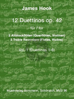 Hook 12 Duettinos Op.42 Vol.1 No.1 - 6 2 Altblockflöten (arr. Johannes Bornmann)