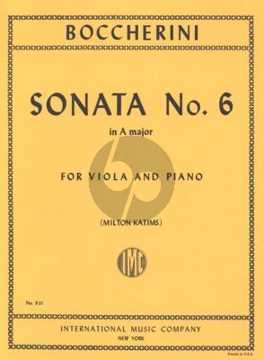 Boccherini Sonata No.6 A-major for Viola and Piano (Original for Violoncello Transcribed for Viola by Milton Katims)