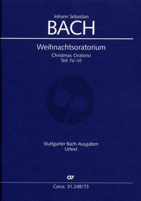 Bach Weihnachtsoratorium Kantaten IV-VI BWV 248, 1734 Klavierauszug (Stuttgarter Bach Ausgabe - Urtext)