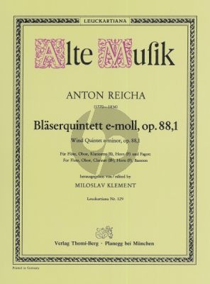 Quintett e-moll Op. 88 No. 1 Flöte, Oboe, Klarinette (B), Horn (F) und Fagott