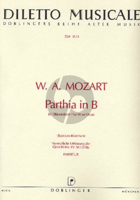 Mozart Parthia B-dur KV 361 2 Oboen-2 Klarinetten-2 Horner-2 Fagotten (Partitur) (Bastiaan Blomhert)