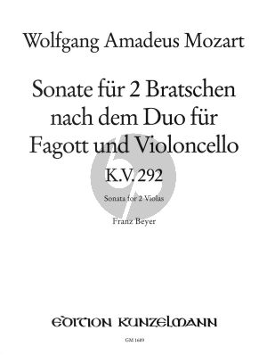 Mozart Sonate KV 292 2 Violen (nach dem Duo KV 292) (transcr. Franz Beyer)