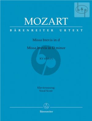 Missa Brevis d-moll KV 65 (61a) (Soli-Choir- Orch.) (Vocal Score)