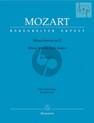 Missa Brevis G-dur KV 49 (47d) (Soli-Choir- Orch.) (Vocal Score)