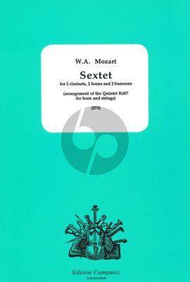 Mozart Sextet after Quintet KV 407 2 Clar.[Bb]- 2 Horns[Eb]- 2 Bns. (Score/Parts) (arr. Joris Nieuwenhuis)