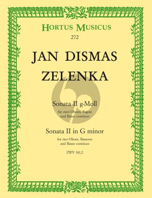 Zelenka Sonate No. 2 g-moll ZWV 181 - 2 2 Oboen-Fagott-Bc (Part./Stimmen) (Wolfgang Reich) (Barenreiter) Nabestellen