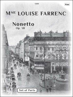 Farrenc Nonetto Op.38 for Flute, Oboe, Clarinet in Bb, Bassoon, Horn in Eb/C, (Horn in F alternative), Violin, Viola, Cello and Double Bass Set of Parts (Grade 8)