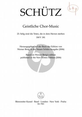 Selig sind die Tote, die in dem Herren sterben SWV 391 (SSATTB) (No.23 of Geistliche Chor-Music)
