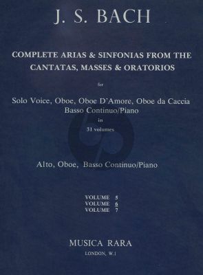 Bach Complete Arias and Sinfonias from the Cantatas, Masses, Oratorios Vol. 6 Alto-Oboe and Bc (Score/Parts) (edited by John Madden and C. B. Naylor)