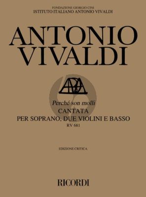 Vivaldi Perche Son Molli RV 681 Soprano-2 Violins- Basso (Score) (edited by Francesco Degrada)