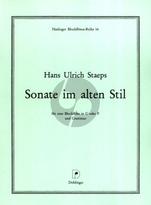 Staeps Sonate im alten Stil Sopran [Tenor] Blockflote oder Altblockflote und Bc