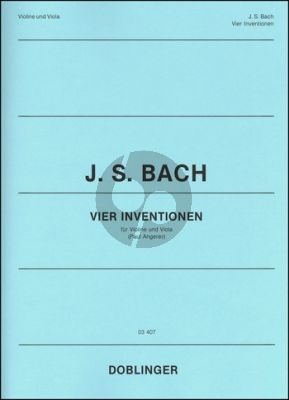 Bach 4 Inventionen Violine-Viola 2 Spielpartituren Paul Angerer