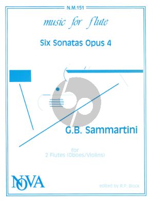 Sammartini 6 Sonatas Op.4 2 Flutes (or Violin/Oboes) (edited by Robert Paul Block)