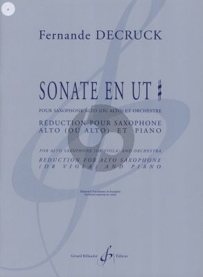 Decruck Sonate C-Sharp Major Alto Saxophone-Piano