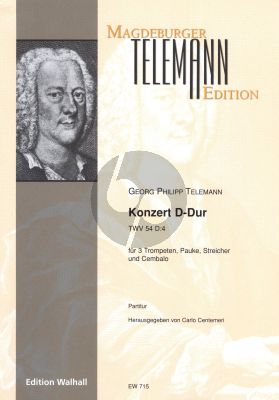 Telemann Konzert D-Dur TWV 54:D4 3 Trompeten-Pauke-Streicher-Cembalo Partitur