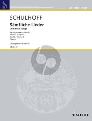 Schulhoff Sämtliche Lieder Vol.2 Frühe Lieder II (1911-1915)