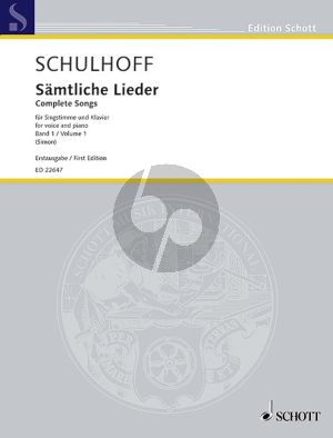 Schulhoff Sämtliche Lieder Vol. Frühe Lieder I (1910-1911)