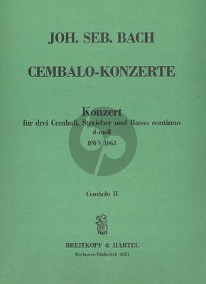 Konzert d-moll BWV 1063 3 Cembali-Streicher-Bc Cembalo 2