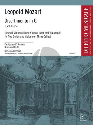 Mozart Divertimento G-Dur 2 Violoncelli und Kontrabass (bzw. 3 Violoncelli) (Part./Stimmen) (ed. Werner Rainer)