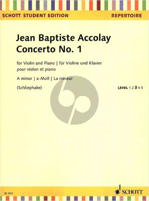 Accolay Concerto No.1 a-minor Violin-Piano (edited by Ulrich Schliephake)