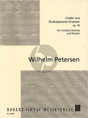 Petersen Lieder aus Shakespeares Dramen Op.46 Mittlere Stimme-Klavier