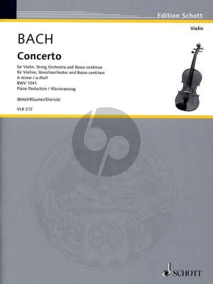 Bach Concerto a-minor BWV 1041 Violin-Strings-Bc (piano reduction) (edited by Wofgang Birtel)