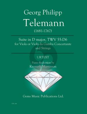 Telemann Suite in D major TWV 55:D6 - Viola or Viola da Gamba Concertante and Strings Viola -Piano (Prepared and Edited by Kenneth Martinson) (Urtext)