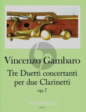 Gambaro Tre Duetti concertanti Opus 7 2 Klarinetten (Harry Joelson)
