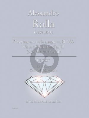 Rolla Divertimento in fa maggiore BI. 330 Viola e Orchestra d'archi Score - Parts (Prepared and Edited by Kenneth Martinson) (Urtext)