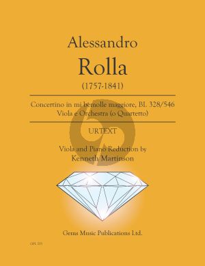 Rolla Concertino in mi bemolle maggiore BI. 328 / 546 Viola - Piano (Prepared and Edited by Kenneth Martinson) (Urtext)