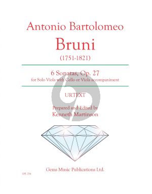 Bruni 6 Sonatas for viola with accompaniment of cello or viola Op. 27 (Prepared and Edited by Kenneth Martinson) (Urtext)