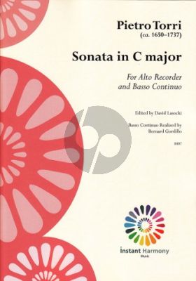 Torri Sonata in C-Major Alto Recorder-Bc (Edited by David Lasocki)